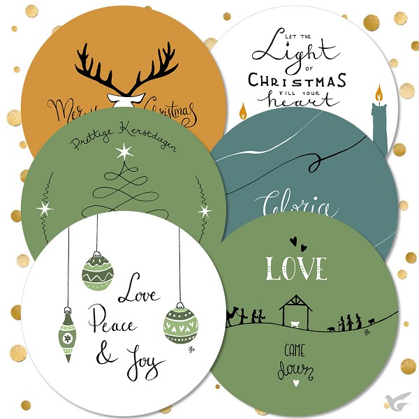 Productafbeelding: voorkant van Voordeelpak 12 kerstkaarten rond serie 3