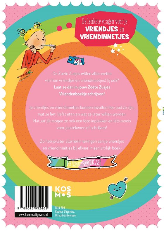 Productafbeelding: achterkant van De Zoete Zusjes vriendenboek