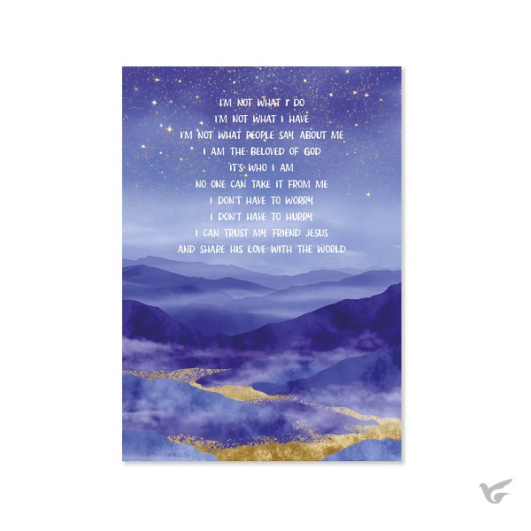 Productafbeelding: voorkant van Plexiglas A5 Sterren boven bergen blauw