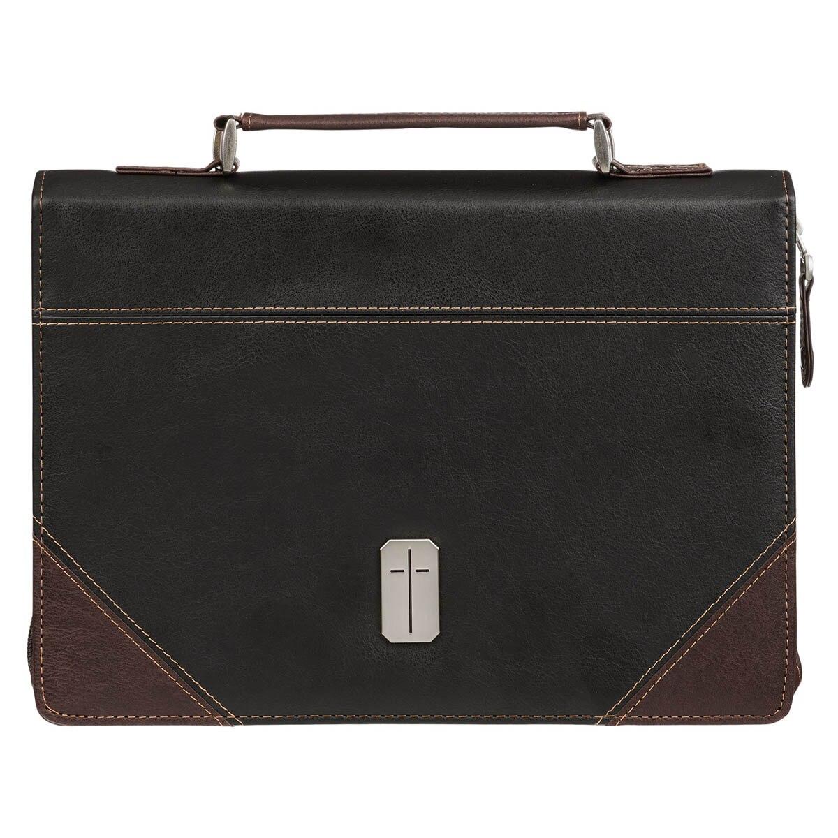 Productafbeelding: voorkant van Cross 1 Tim. 6:11 Bible Cover Classic Two-tone Brown & Black