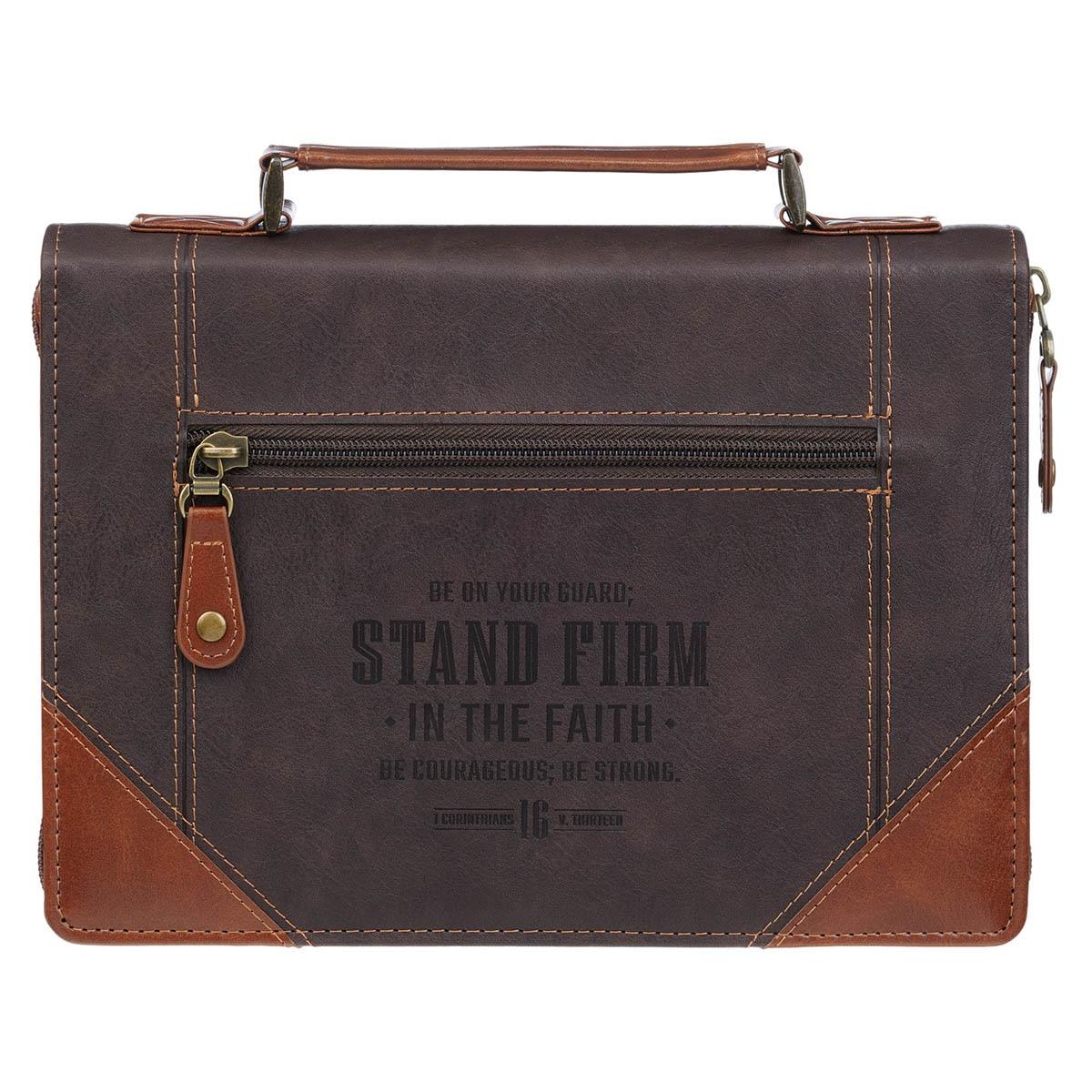 Productafbeelding: voorkant van Stand Firm 1 Cor. 16:13 Bible Cover Classic Two-toned Brown