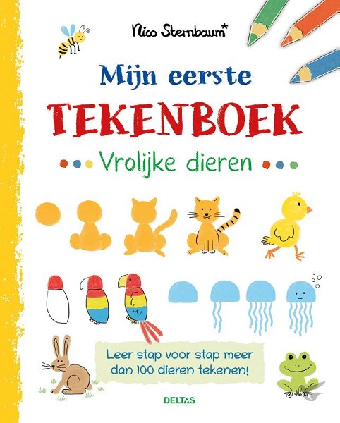 Productafbeelding: voorkant van Mijn eerste tekenboek Vrolijke dieren (v
