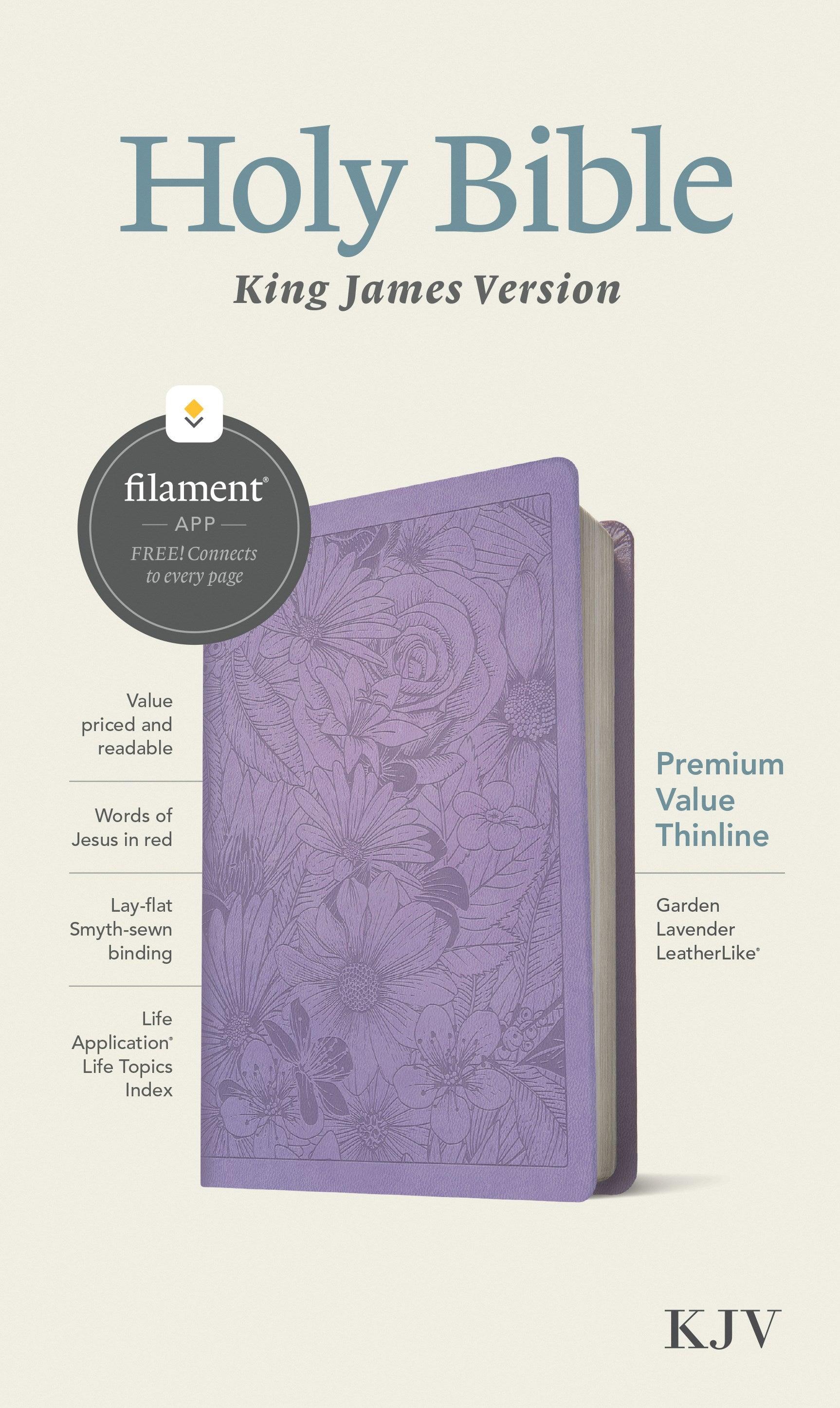 Productafbeelding: voorkant van KJV Premium Value Thinline Bible  Filament Enabled Edition-Garden Lavender LeatherLike