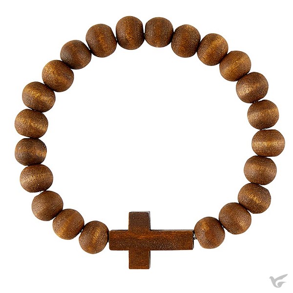 Productafbeelding: voorkant van Wood Bracelet Cross Dark Brown