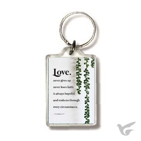 Productafbeelding: voorkant van Sleutelhanger love never gives up