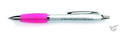 Productafbeelding: voorkant van Balpen roze je bent een parel in Gods ha